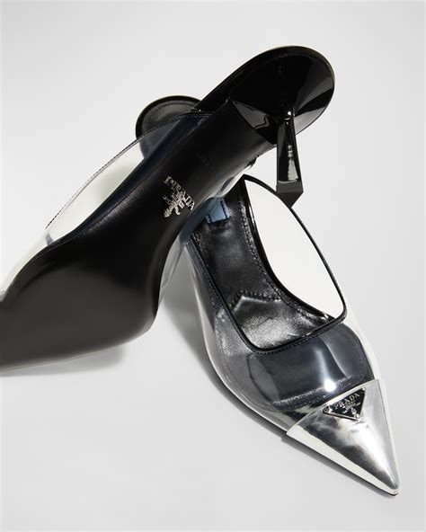 prada metallic mules|designer mules for sale.